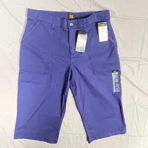 Lee Skimmer Capri Pants Womens 12 Medieval Blue Cotton Stretch Mid Rise Casual